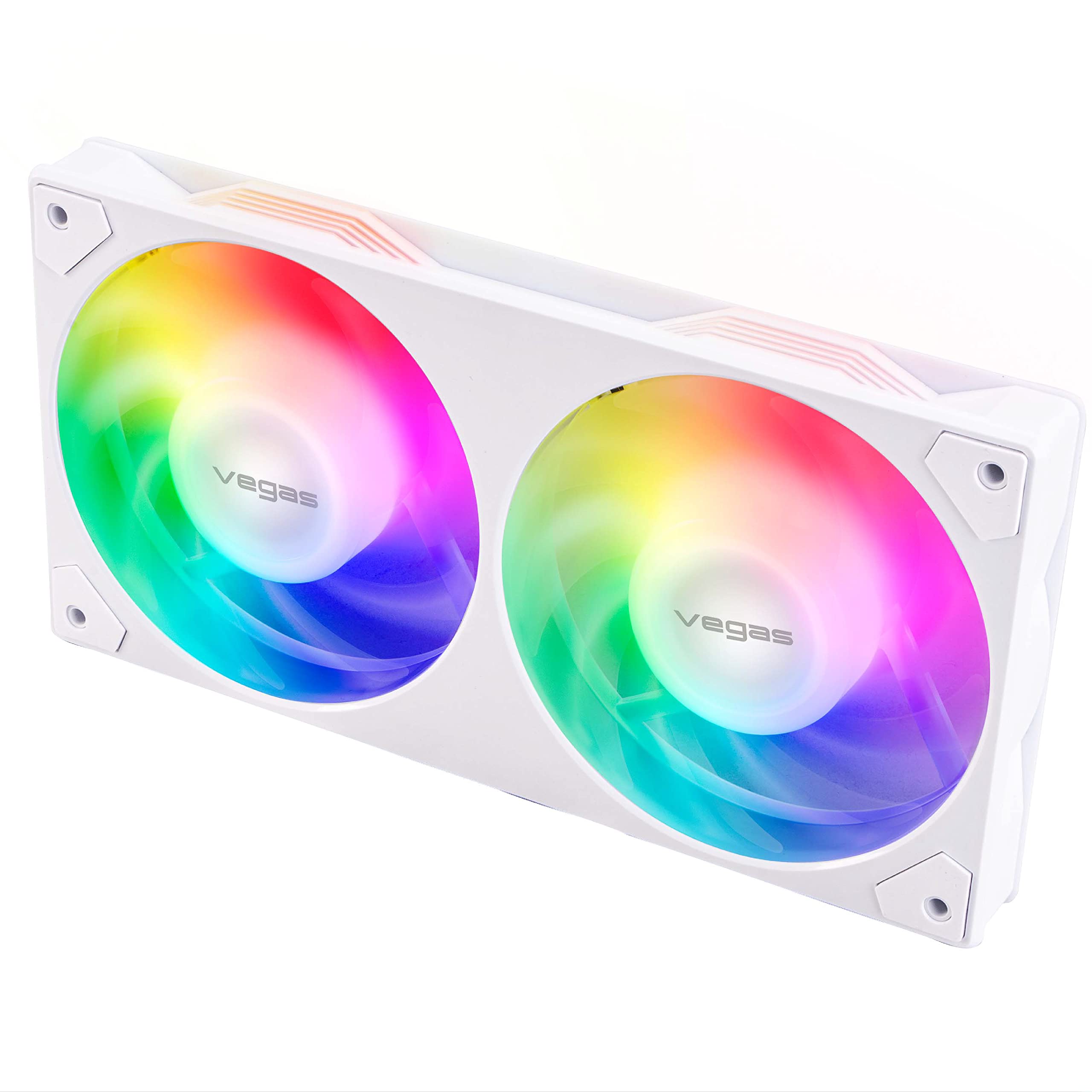 Akasa Vegas A24, White aRGB 240mm All-In-One Square Frame Fan, Up to 2000 RPM, Addressable RGB Motherboard Sync, PWM Control Fan for Computer Case and CPU Liquid Cooler, AK-FN112-WH