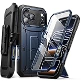 SUPCASE for iPhone 17 Pro Max Case with Camera Control Button (Unicorn Beetle Pro), [Built-in Kickstand & Screen Protector] [Military-Grade Protection] Full Body Heavy Duty Phone Case, Azure