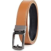 Carlo Fellini Genuine Leather Ratchet Belt for Men – Adjustable Track Belt with Black or Silver Buckle – Dress & Casual