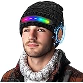 MUSIC Bluetooth Beanie with Light, USB Rechargeable LED Knitted Hat, Winter for Family, Men, Dad and Father
