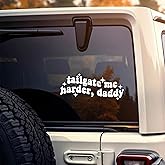 Tailgate Me Harder Daddy Car Decal, Funny Mom Daughter Saying Joke Adult Huumor Decals Vinyl Waterproof 8 inch Bumper Sticker for Trucks Window, Car Accessories Decorations Gifts for Friend Mom Dad