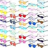Chumia 51 Pack Fun Sunglasses Bulk Adult Party Favors Glasses Colorful Plastic Retro Sunglasses for Women Men Neon Party Candy Color Glasses, 5 Style, Mixed Colors
