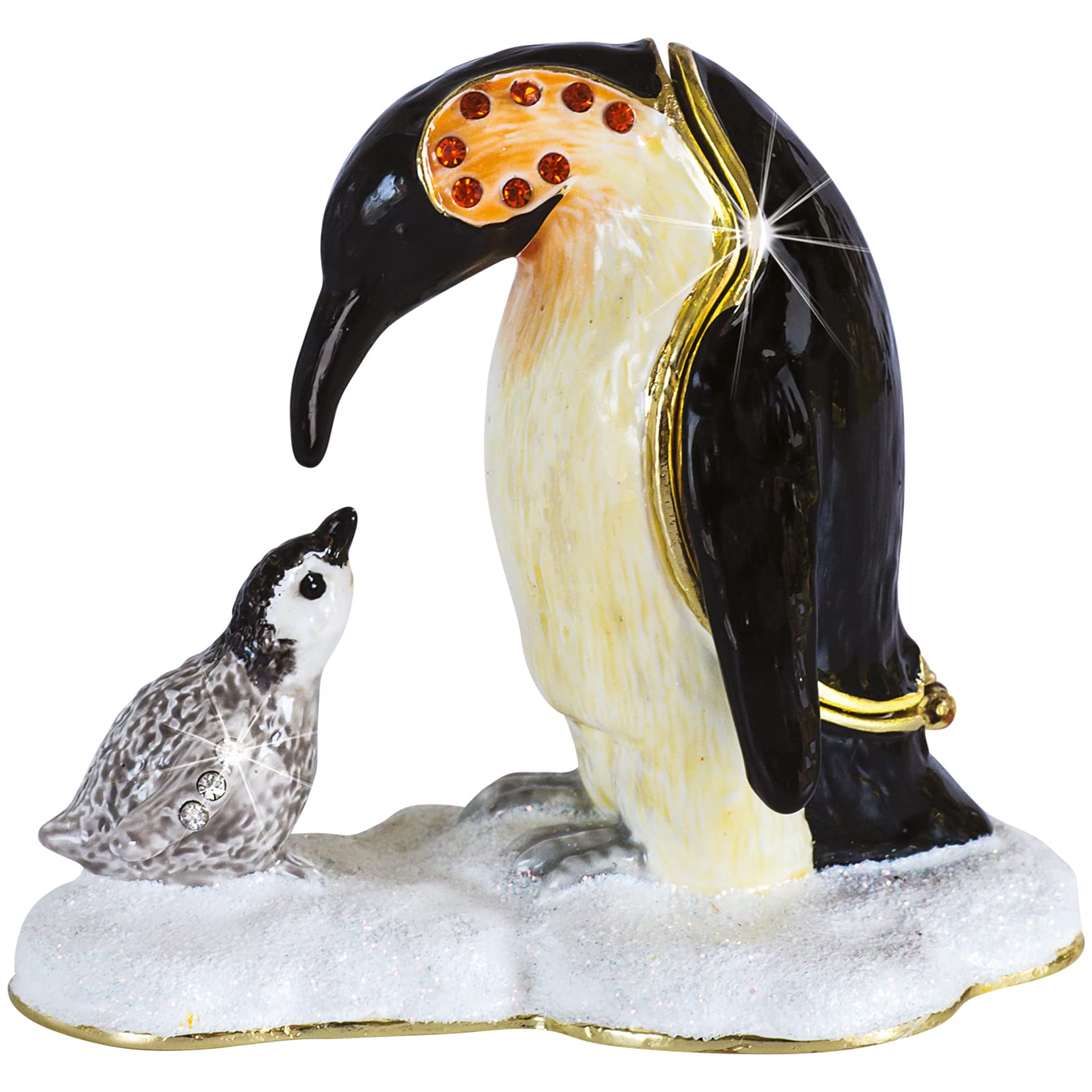 Craycombe Trinkets 6067 Penguin & Chick Trinket Box, Height 6.5cm