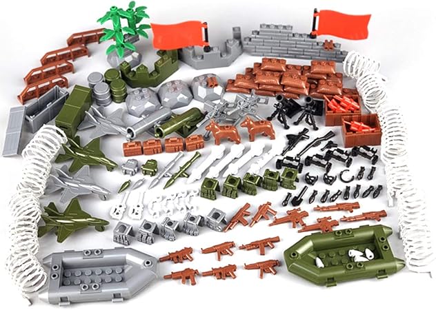 Amazon Lingxuinfo ミリタリーアーミー武器とアクセサリーセット 2個セット 武器パック ビルディングブロックおもちゃ モダン アサルト装備パック カスタムフィギュア用 主要ブランドと互換性あり おもちゃ おもちゃ