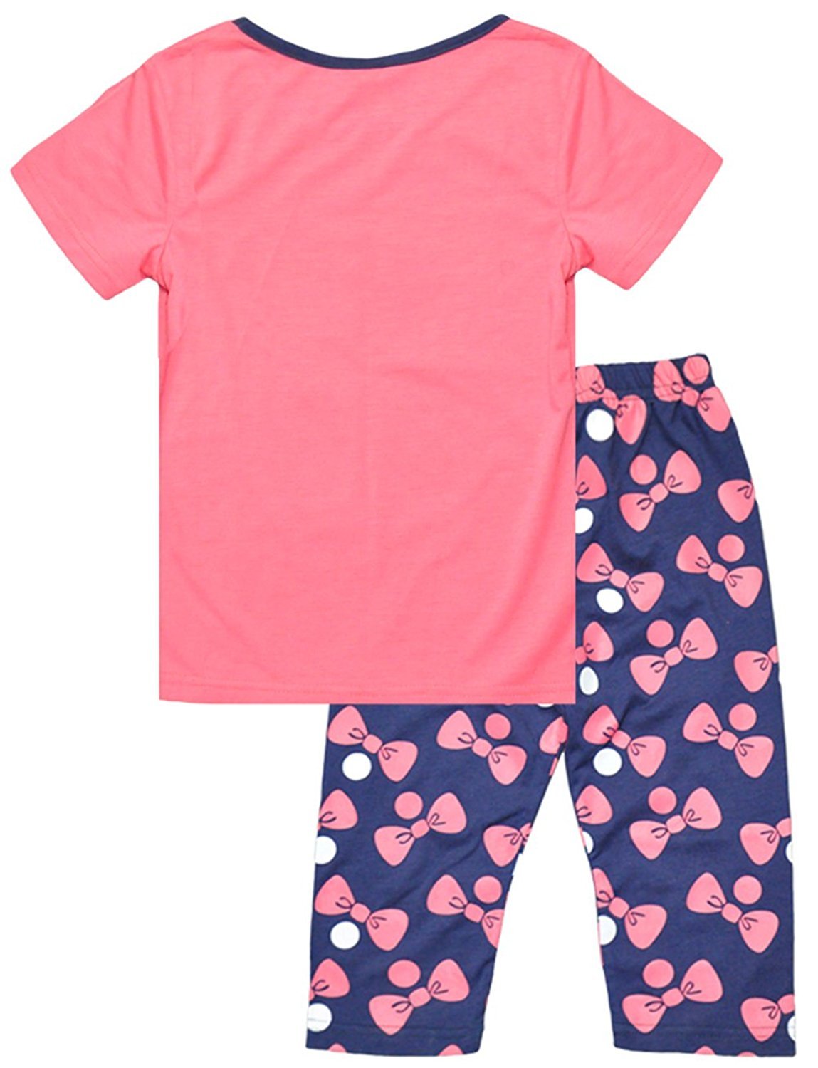 Fedpop Little Girls Spring Pyjama Sets Elephant Printed Short Sleeve Sleepwear For 2-7T