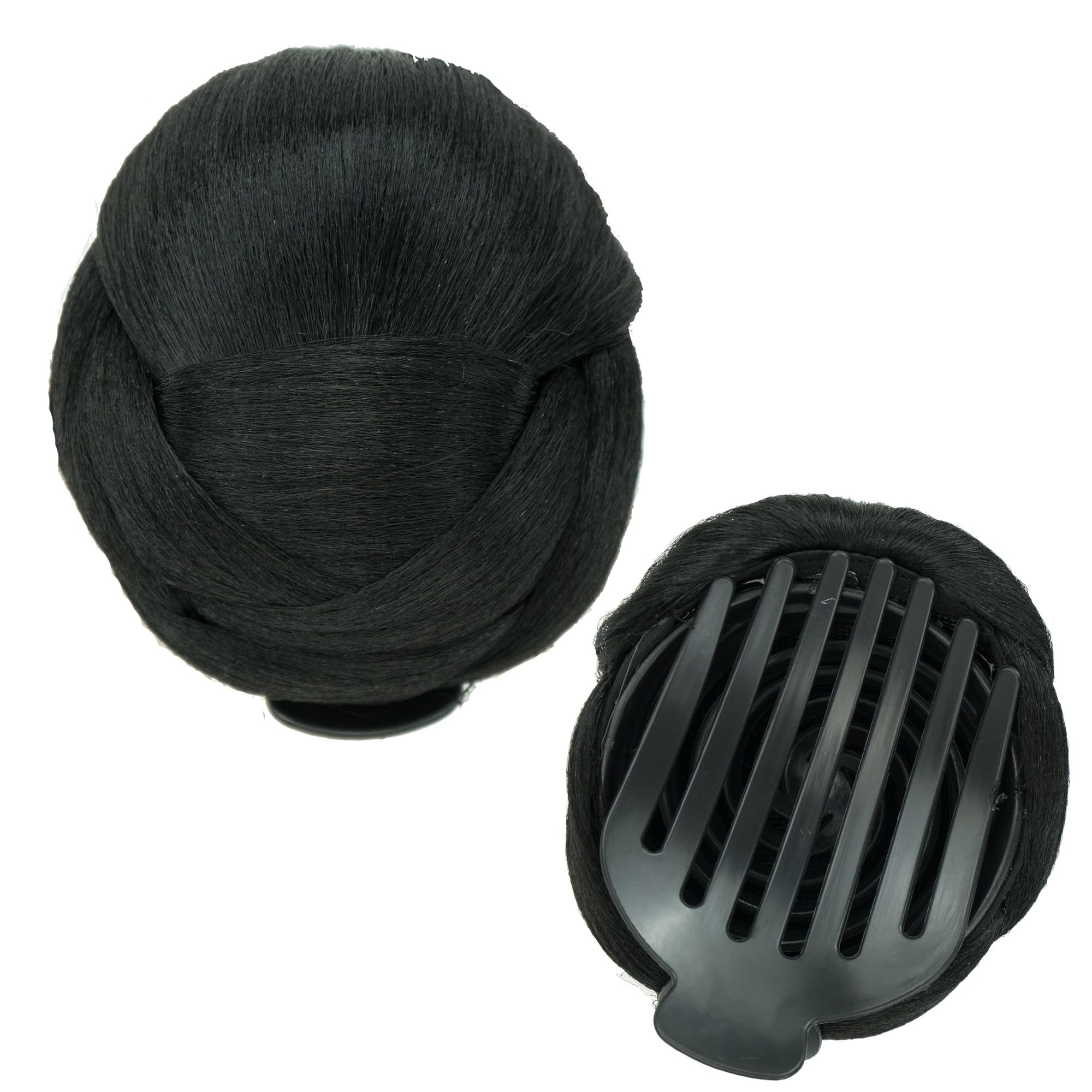 IMISSU Braided Chignon Dancer Hair Donut Hairpieces Scrunchie Claw Hair Bun Updo for Wedding Party (M5 Black)
