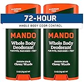 Mando Whole Body Deodorant For Men - Smooth Solid Stick - 72 Hour Odor Control - Aluminum Free, Baking Soda Free, Skin Safe - 2.6 Ounce (Pack of 2) - Clover Woods
