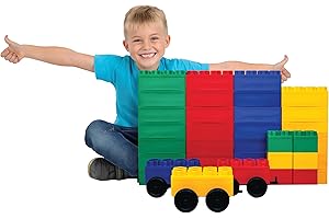 BiggoBlocks Big Blocks for Kids Ages 4-8 — Indoor & Outdoor Blocks for Kids Games — Large Building Blocks (36 pc with 3 Cars) Train Set