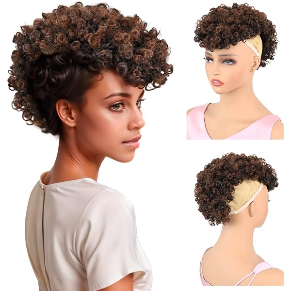 Oseti Lockige Afro-Perücke Mit Mohawk – Synthetisch, Farbe 1B, Inkl. Klammern