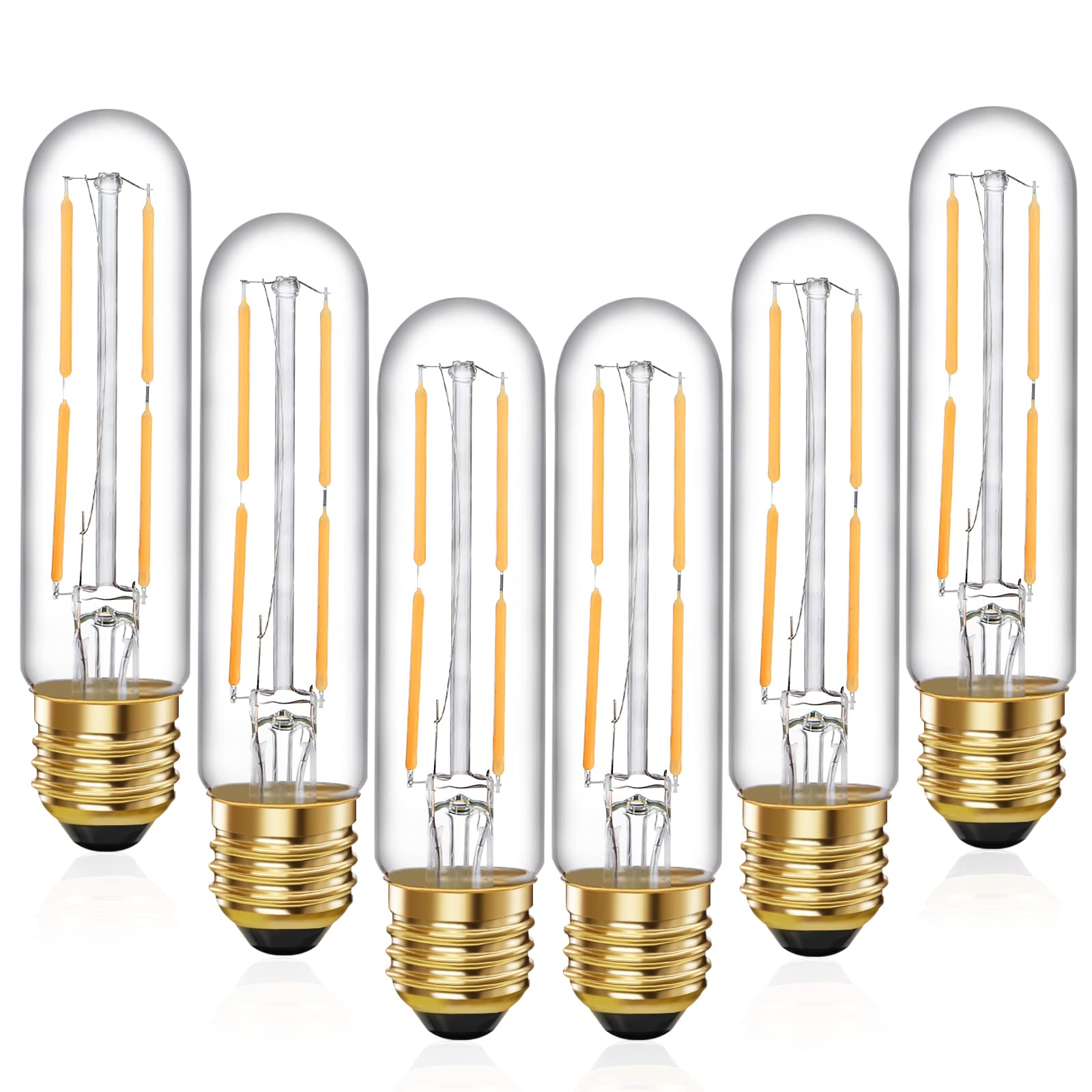 Photo 1 of TIANSHQ 6 Pcs E26 T10 LED Tubular Light Bulbs, Warm White Edison Bulb 2700K 4W Dimmable T10 Led Bulb for Pendant Lights, Lamps, Outdoor Long Light Bulbs (4W, 2700K)