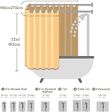 Shower Curtain Linen Fabric 275x182cm Grey with Metal Hooks view 6