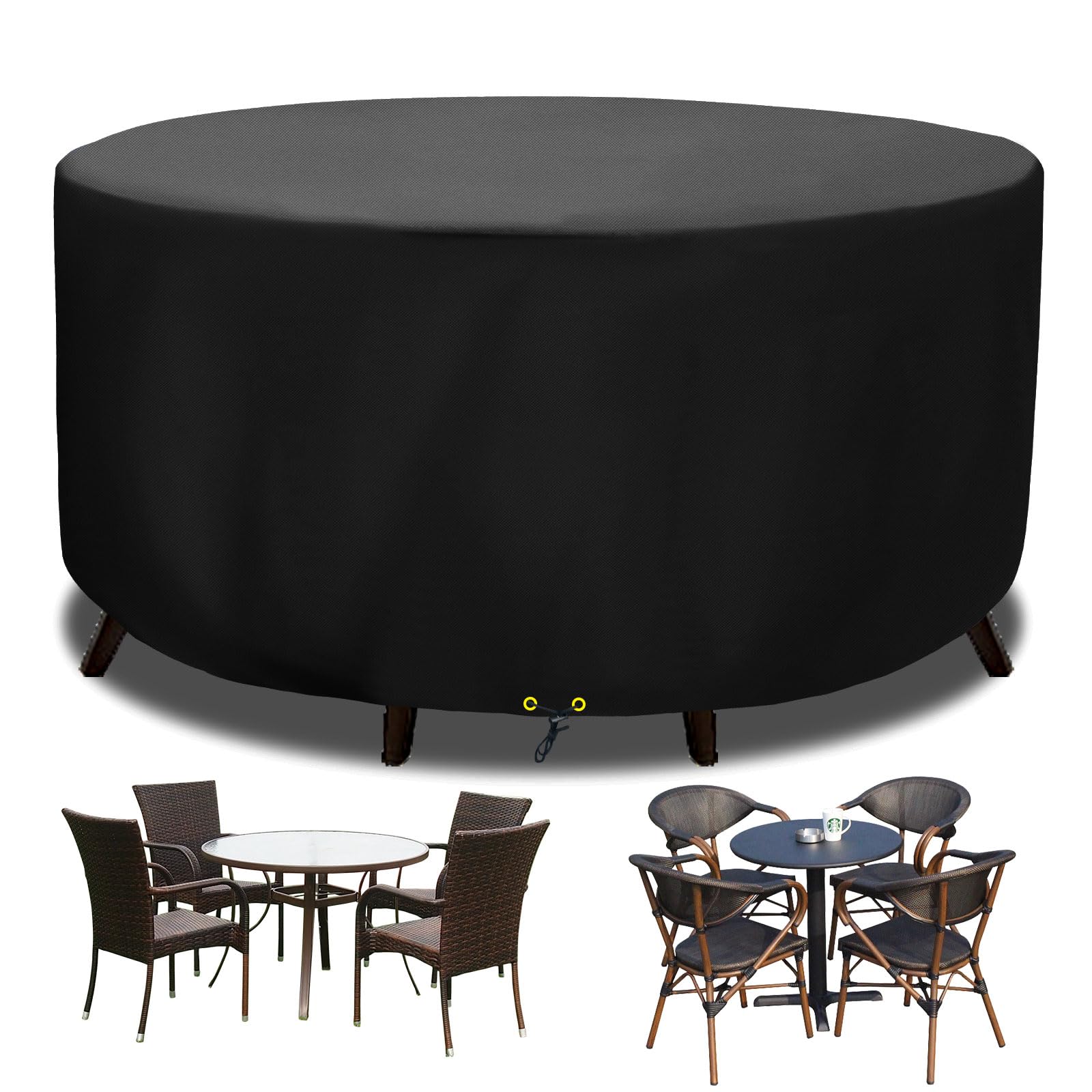 Funshot Round Garden Furniture Set Covers Waterproof,420D Oxford Fabric Outdoor Patio Table Set Cover Round ,Windproof, Anti-UV, Large Garden Table Cover Round , Ø 250x90cm