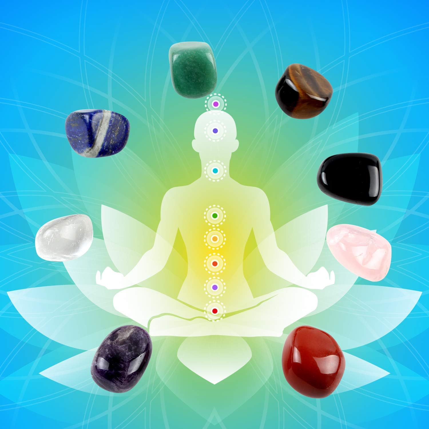 vuUUuv Chakra Stones Set -Reiki Healing Crystals for Healing, Meditation, Chakra Balance or Ritual (8 Pcs Set): Home & Kitchen