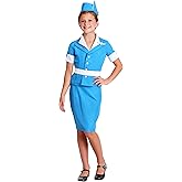 Kids Flight Attendant Costume - Jacket, Skirt, Hat, Belt, and Pin