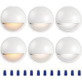 CLOUDY BAY [6 Pack] 3CCT Low Voltage LED Deck Lights Outdoor,2700K/3500K/5000K Selectable,Landscape Step Stair Railing Fence Light Wired,3W,12V-24V AC/DC Deck Lighting Fixtures,White