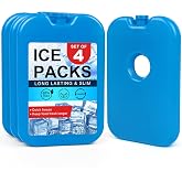 LotFancy Ice Packs for Cooler and Lunch Box, Reusable Freezer Packs | Hard Shell, Slim Blue Ice Blocks for Lunch Bags, Flat Refreezable Cold Packs for Food Drinks Milk, Long Lasting