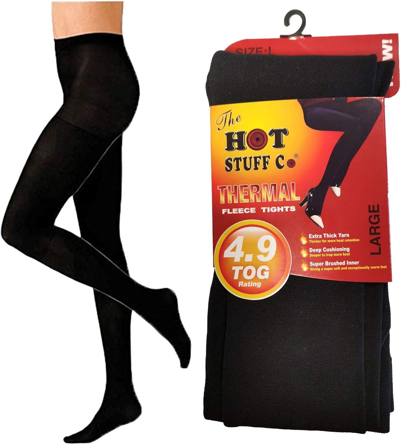 2 Pairs Womens Black Thermal Fleece 4.9 Tog Warm Leggings or Tights S