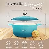 Nuovva Enamelled Cast Iron Dutch Oven 6.4 Quart Teal 28cm Lid view 2