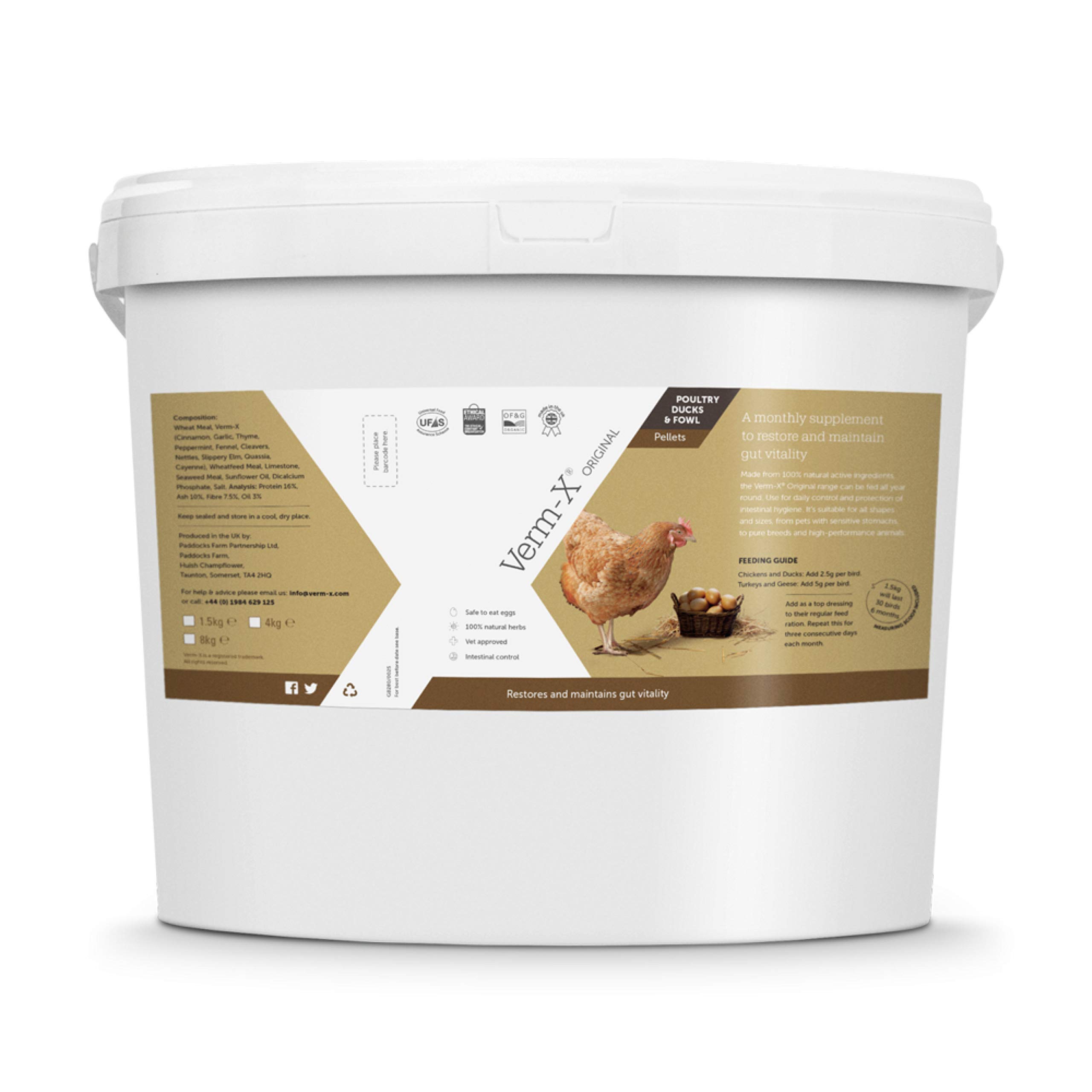 Verm-X All Natural Pellets for all Poultry. Supports Intestinal Hygiene. Vet Approved. UFAS Assured. Restores and Maintains Gut Vitality. Wormwood Free Recipe.