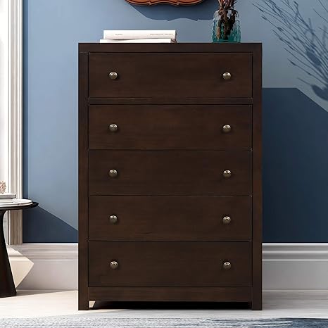 Amazon Com Retro Cabinet 5 Drawers Solid Wood Vertical Chest Freely Configurable Bedroom Combination Floor Wardrobe Plenty Of Storage Space Suitable For Placing In The Bedroom Student Apartment Chest Kitchen Dining