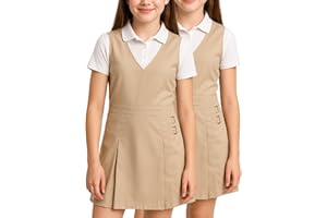 dELiA*s Girls School Uniforms - 2 Pack Pleated Twill Jumper with Double Buckle, Short Sleeve Uniform Dresses for Girls (4-16)
