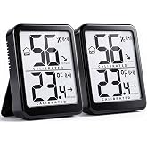 2-Pack Digital Room Thermometer Hygrometer with Battery | Accurate indoor temp/humidity for home, baby nursery, reptile terrarium &amp; greenhouse. Includes batteries, easy to read