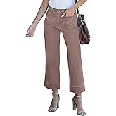 luvamia Wide Leg Jeans for Women Trendy High Waisted Flare Jeans Cropped Denim Pants Stretchy Baggy with Patch Pockets