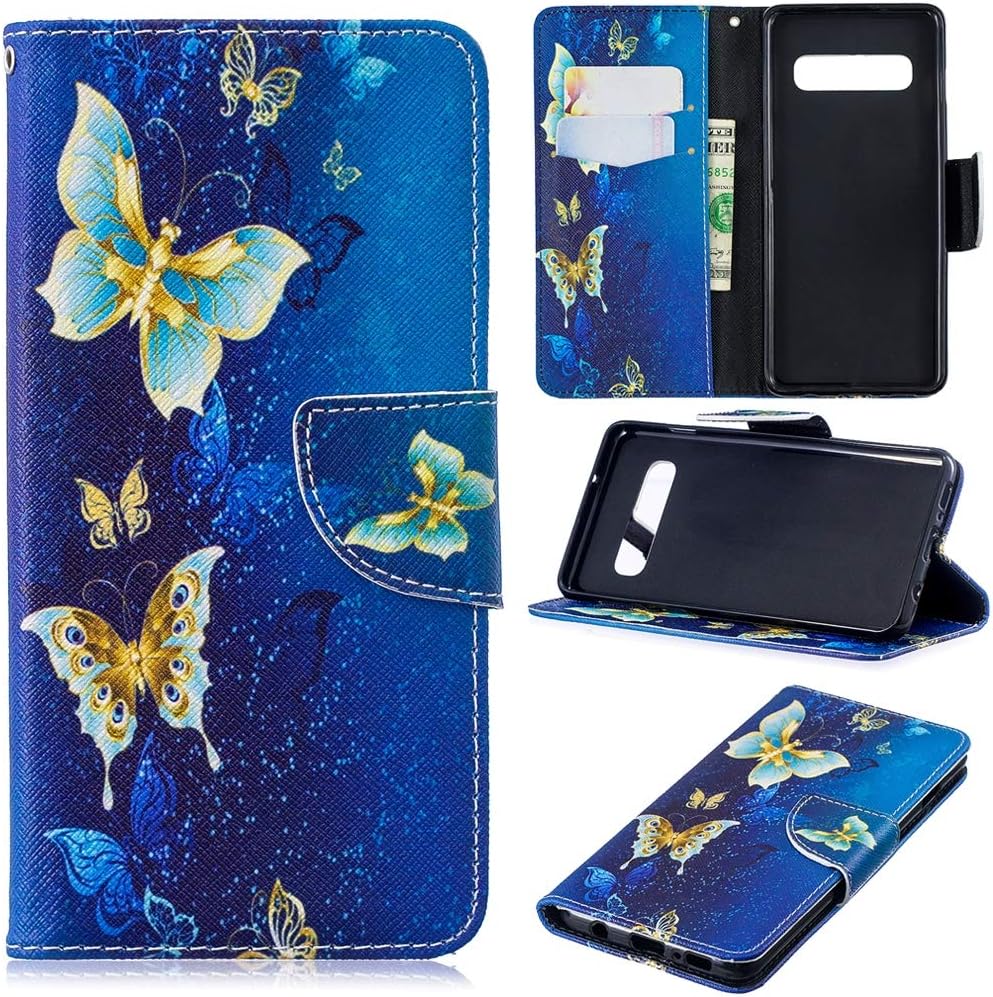 Galaxy S10 Plus Case, S10 Plus Case, iYCK Premium PU Leather Flip Folio Magnetic Closure Protective Shell Wallet Case Cover for Samsung Galaxy S10 Plus 6.4inch with Kickstand Stand - Gold Butterfly