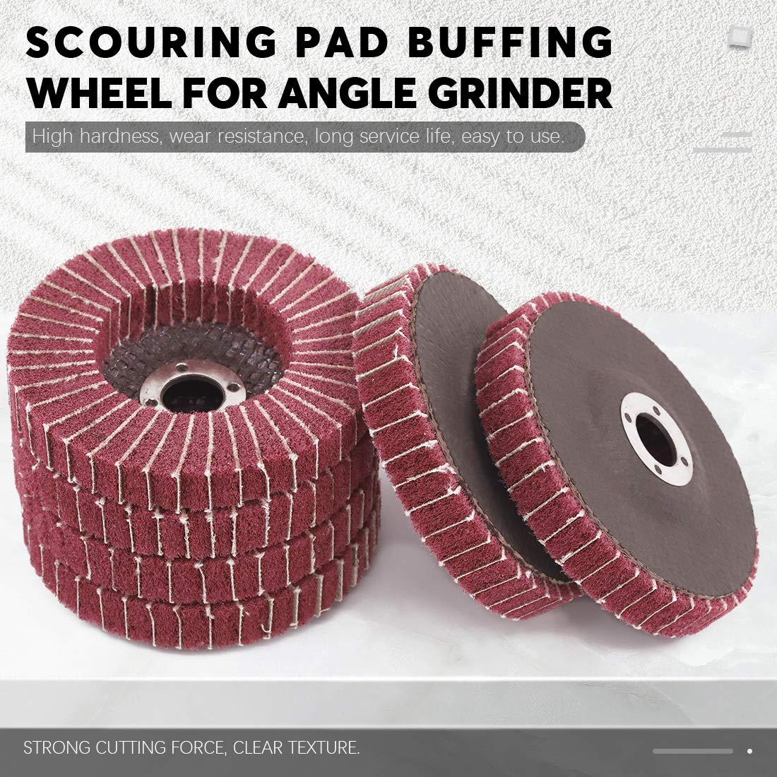 Rustark 6 Pcs 4Nylon Fiber Flap Disc Abrasive Flap Wheel Scouring Pad