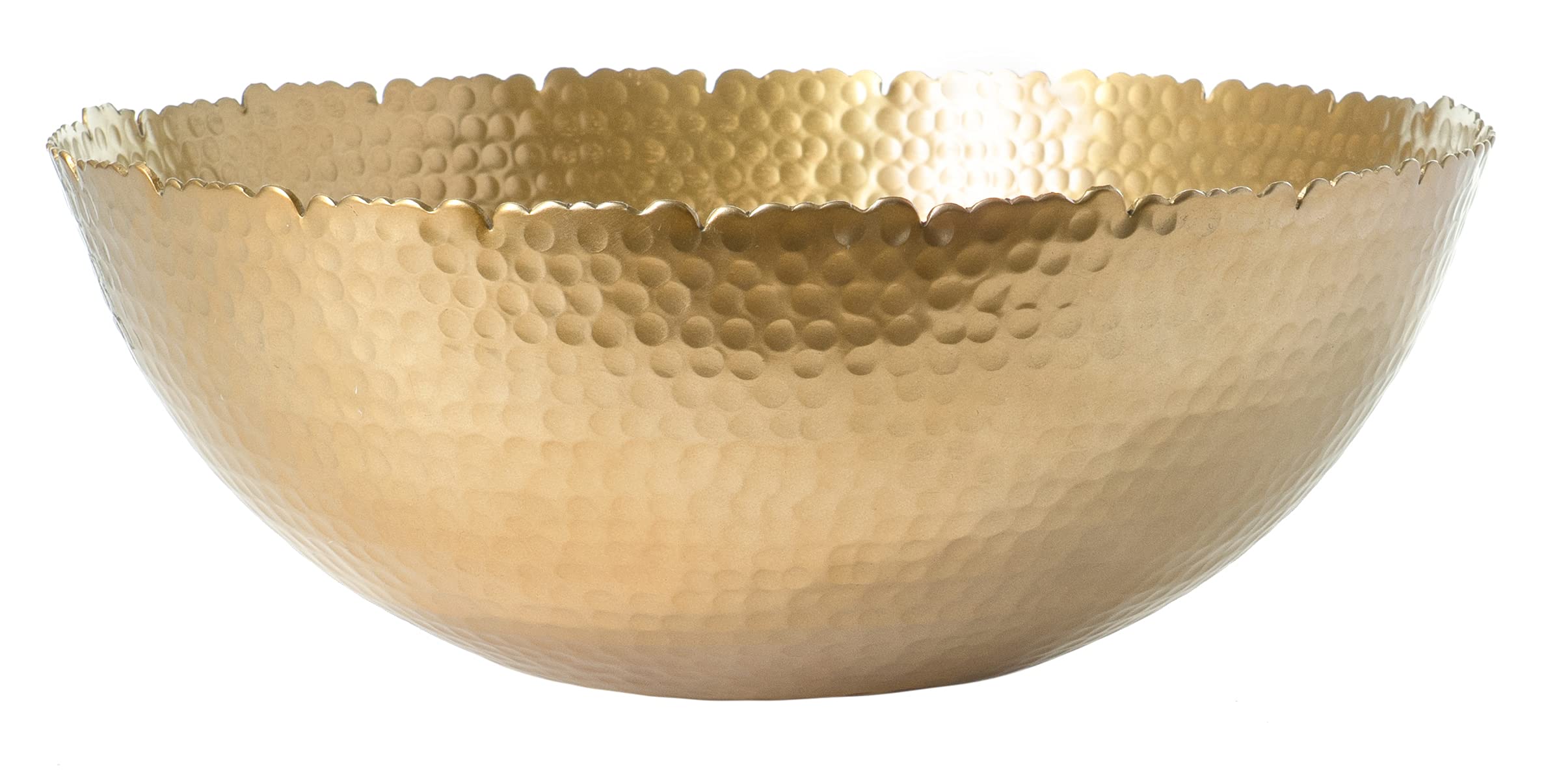 Red Co. Antique Style Tabletop Gold Textured Centerpiece Round Serving Platter Tray Catch-All Dish - 13 Inches Dia, for Dining Living Room Home Décor