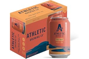 Athletic Brewing Company Craft Non Alcoholic Beer, Low Calorie Hazy IPA, Pair With Salad, Pizza, & Desserts, Vegan Hops Blend With Floral & Citrus Notes, Free Wave, 12 Pack, 12 FL Oz Cans