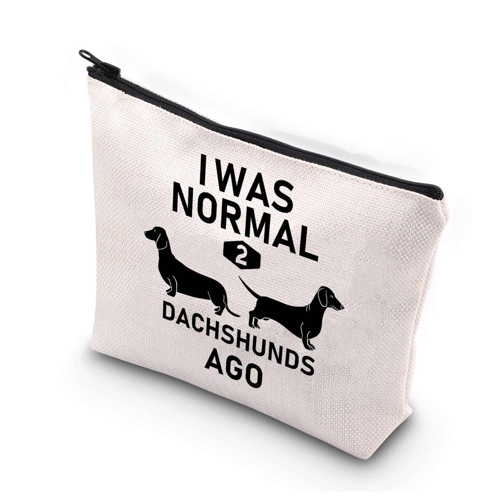 PLITI Dachshund Cosmetic Bags for women Dachshund Lover Gift I Was Normal 2 Dachshunds Ago Dachshund Gift(2 dachshunds agoU)