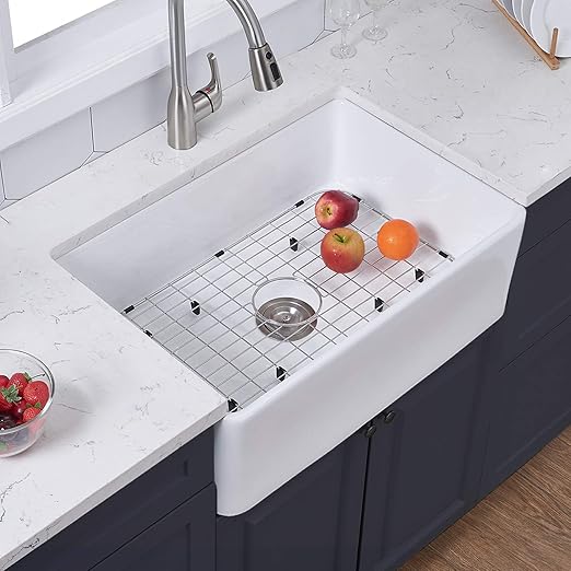 VALISY 24 x 16 Inch ApronFront White Porcelain Ceramic Fireclay