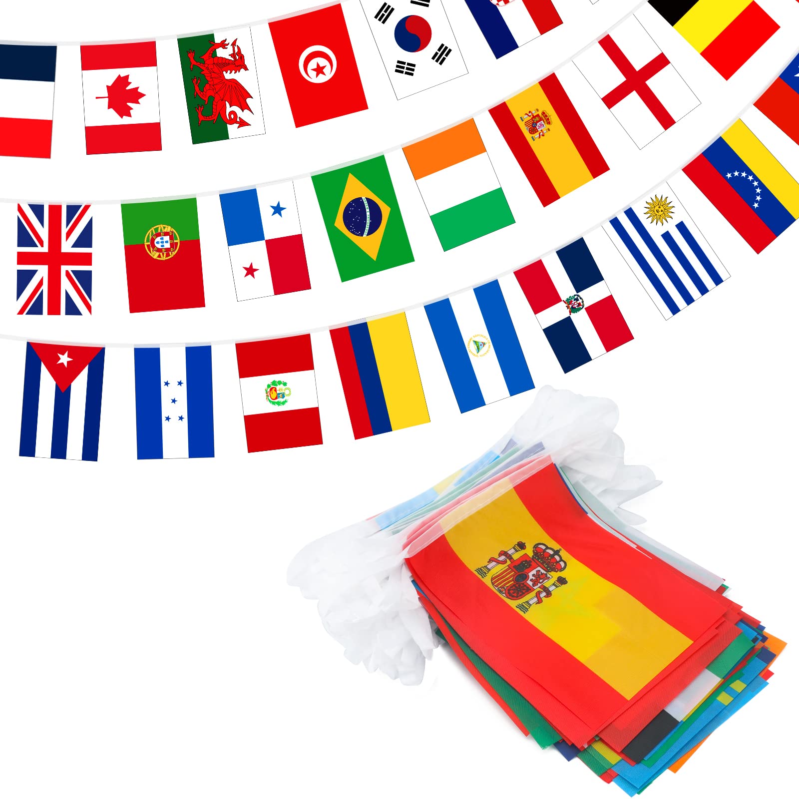 jijAcraft World Flags Bunting - 50M/164ft, 14x21CM with 200 Different National Flags for Garden, Bar, Restaurant and Party Decoration