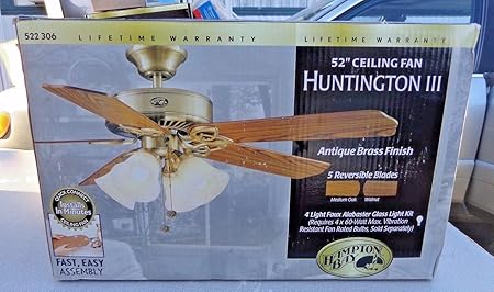 New In Box Huntington Iii 52 Hampton Bay Ceiling Fan Antique
