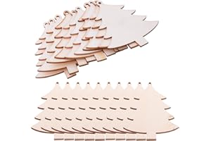 MALYUNIN Pack of 50 Wooden Crafts to Paint 3 inch Christmas Tree Hanging Ornaments Unfinished Wood Cutouts Christmas Decoration DIY Crafts (Wooden Christma Tree Cutouts)