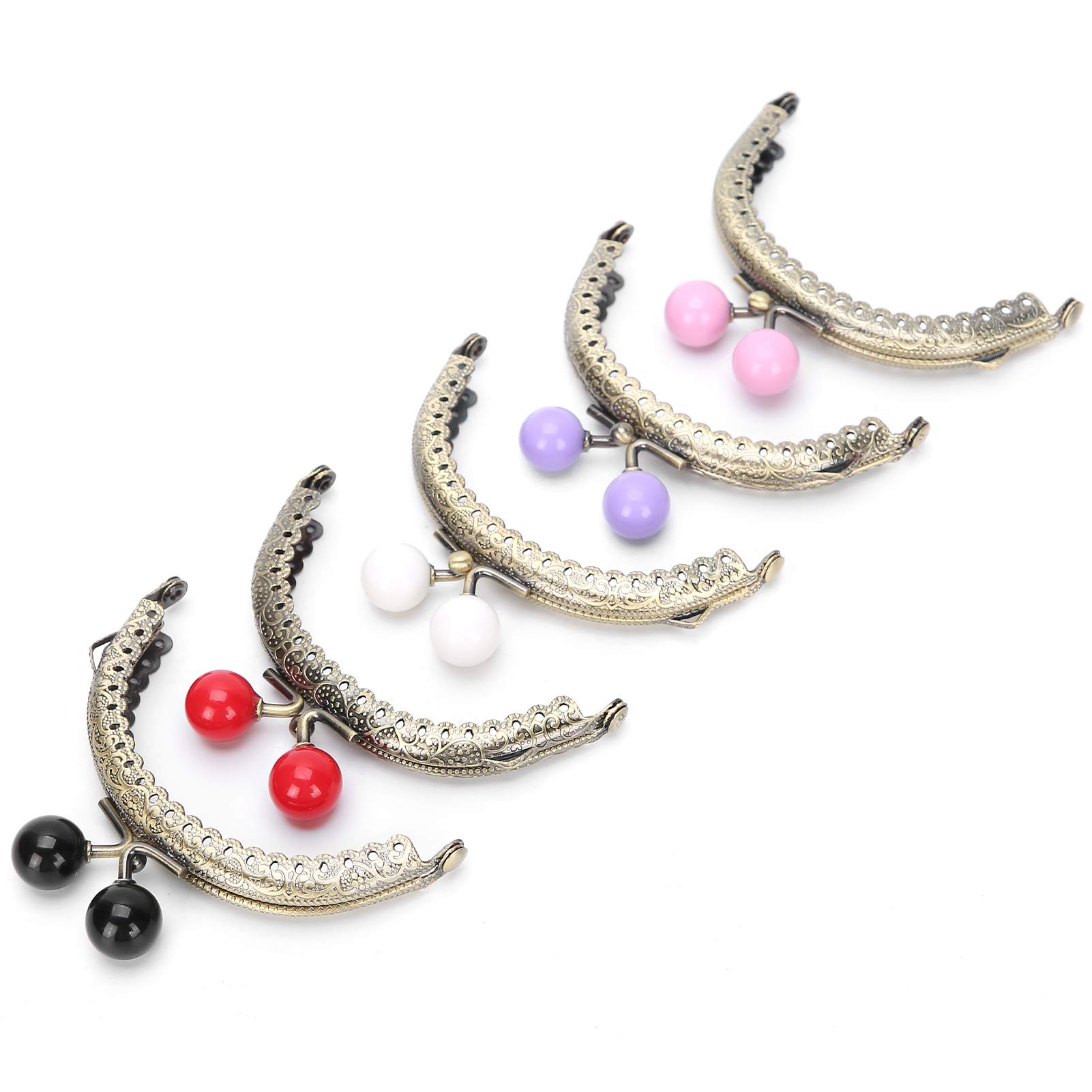 8.5cm Metal Purse Frame with Kiss Clasp Lock, Arch Design Handbag Hardware for DIY Sewing Craft, Coin Bag Making Retro Decorative Frame