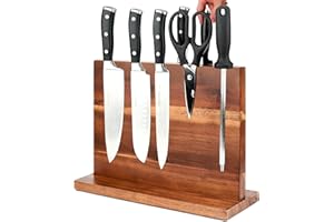 Magnetic Knife Block Magnetic Knife Holder Double Sided Rack with Strong Enhanced Magnets Acacia Wood Magnetic Knife Storage 