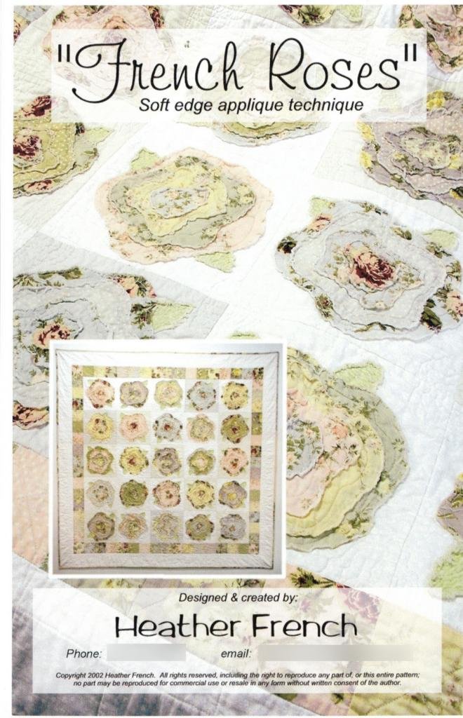 French Roses Quilt Pattern Easy Soft Raw Edge Applique 57 Inches Square Finished Size - 