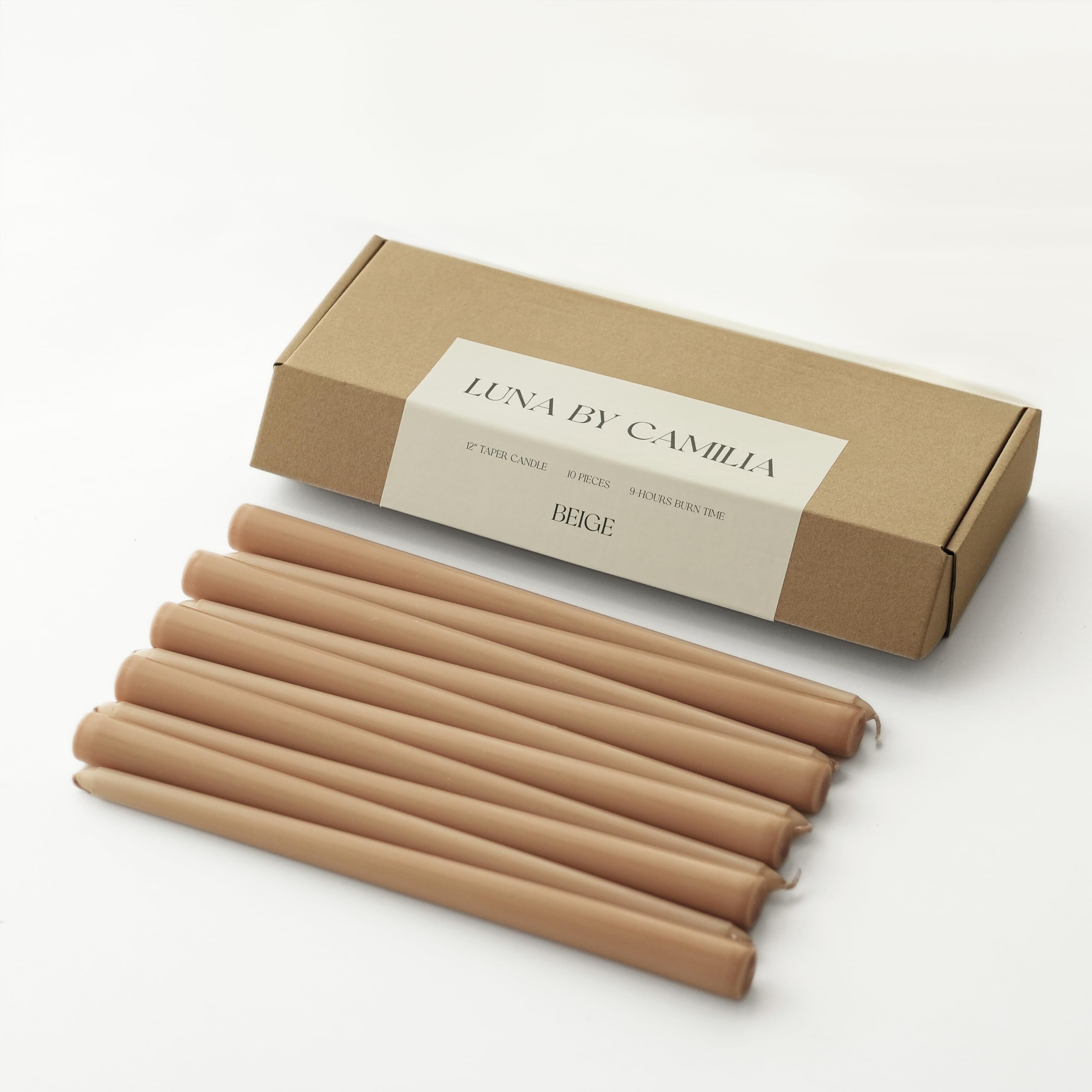 Photo 1 of 10 Pieces Luna By Camilia 12 Inch Taper Candles, Wedding & Events Taper Candles… (Beige)