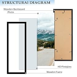 QOTIB Wood 13.5x40 Picture Frame Black for Wall