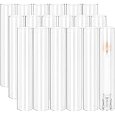 18 PCS Hurricane Candle Holder, 3" W x 14" H Open Ended Glass Candle Cylinder Sleeve, Clear Glass Cylinder Candle Holder, Open Flame Candle Chimney Tube Cover, Bottomless Cylindrical Glass