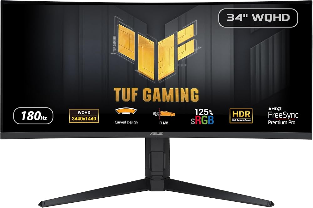 ASUS TUF Gaming VG34VQL3A 34in Curved Monitor 3440x1440 180Hz 1ms