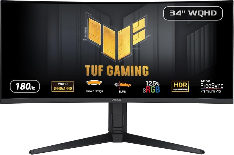 ASUS TUF Gaming VG34VQL3A 34in Curved Monitor 3440x1440 180Hz 1ms