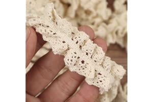 ZNZAKKA Stretch Lace Trim Elastic-Frilly Trim for Socks-Delicate Lace Ribbon for Craft-Gathered Crocheted Lace Trim DIY Craft Ribbon (5Yards Vintage Elastic lace Trim)