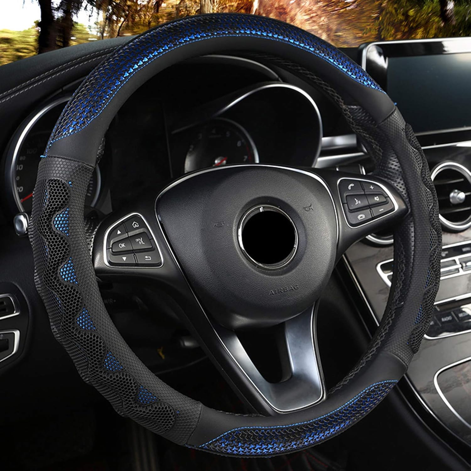 Volante Auto Protezione Coprivolante Per MG HS 2018-2025 - Copertura Volante Traspirante Antiscivolo, Protezione Graffi Copertura Volante Auto Nera - Foto 2