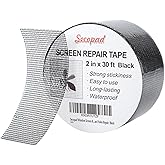 Secopad 2" x 360" (30FT) Screen Repair Tape, Screen Repair Kit, Black | Window Screen Patch, Quick Repair, Strong Adhesive, Easy to Use, For Mesh Window &amp; Door, Cuttable Fiberglass, No Tools Needed