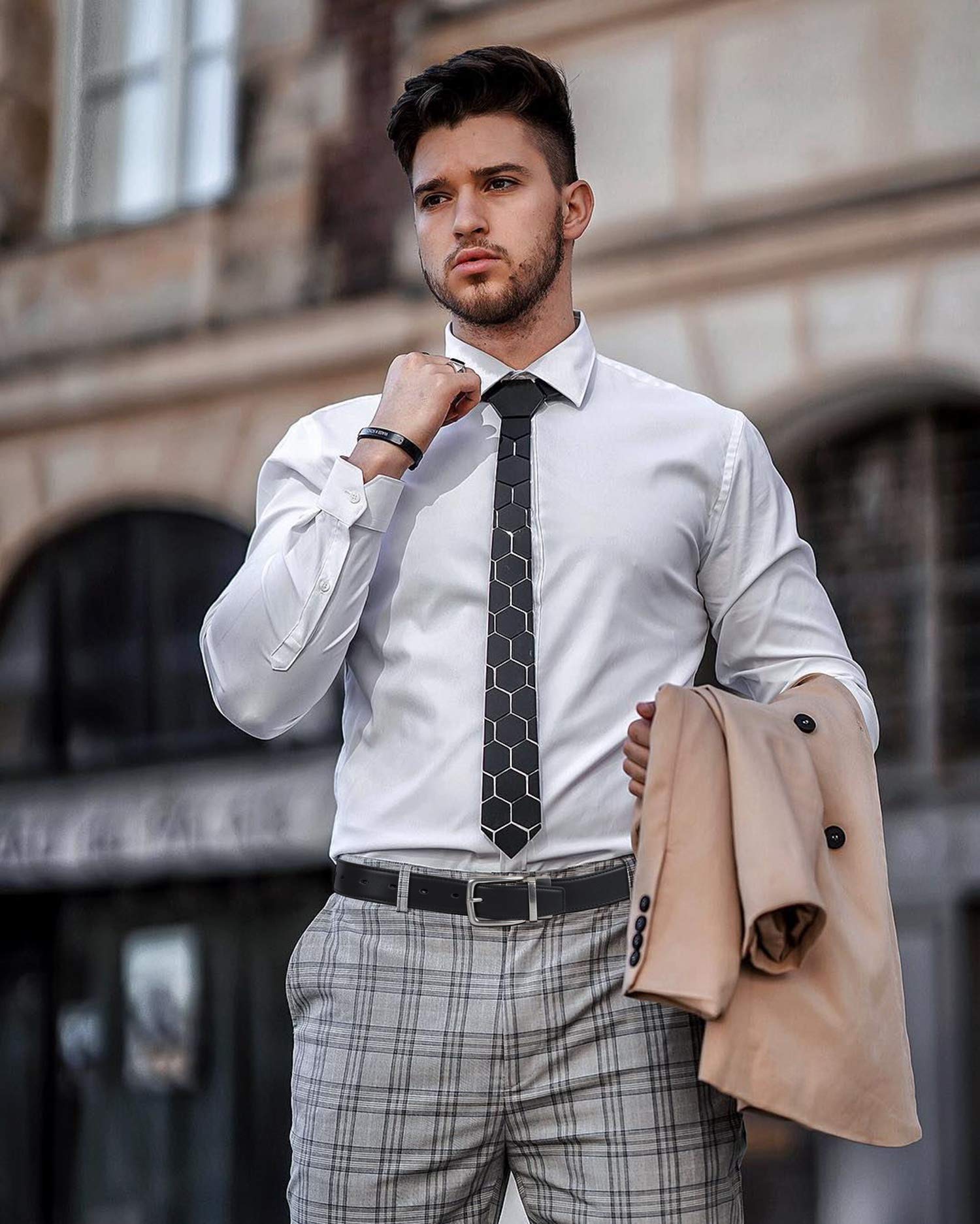 Reversible Leather Belt Casual Dress Belt with Rotated Buckle and Double Sided Strap, Fashion Jeans Belt for Men with Gift Packed