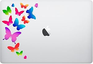 Epic Designs Laptop Sticker - Colorful Butterflies Flying Away- Matte Black Skins Stickers