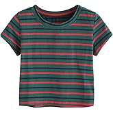 SweatyRocks Women's Tie Dye Round Neck Slim Fit Short Sleeve Crop Top T-Shirt